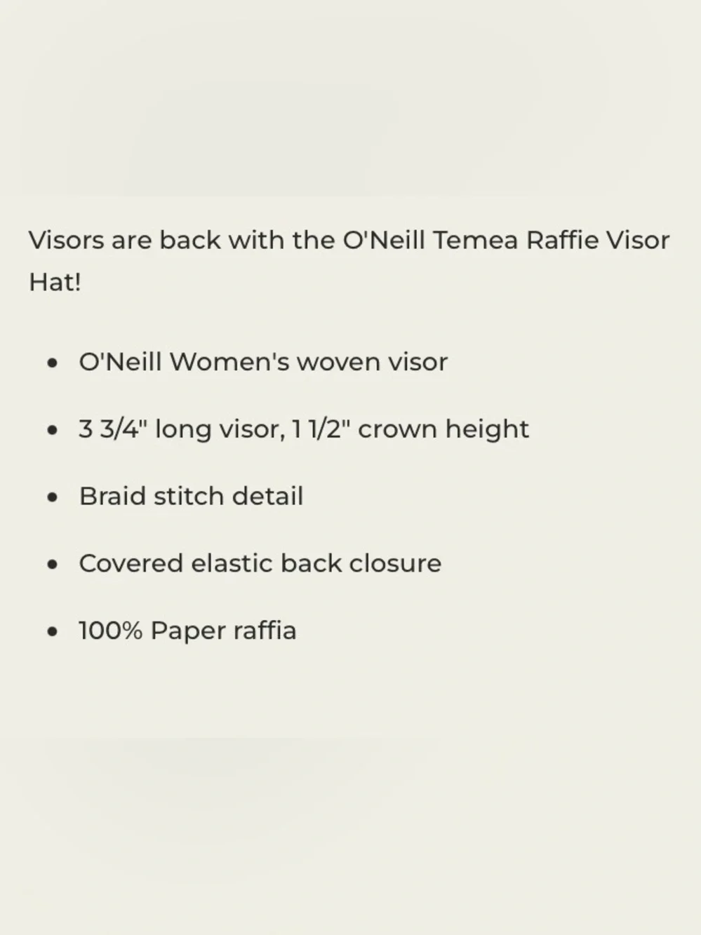 O'Neill Woven Straw Visor - Natural